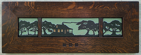 Bungalow Cabin Live Oak Trees Framed Handmade Art Tile Triptych Display Click To Enlarge
