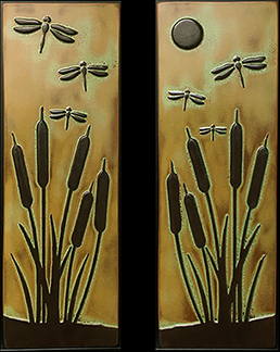 Arts & Crafts Dragonflies With Cattails Tile Set Click To Enlarge