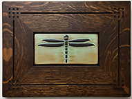 Arts and Crafts Dragonfly Wide Wing Framed Handmade Art Tile Click To Enlarge