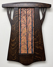 Forest Trees Autumn Mottle Glaze Framed Handmade Tile Click To Enlarge