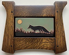 Framed Fox With Sun Moon Handmade Art Tile Click To Enlarge