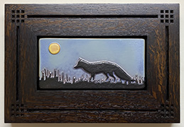 Framed Fox With Moon Handmade Art Tile Click To Enlarge