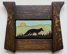 Framed Fox With Sunset Sunrise Handmade Art Tile Click To Enlarge