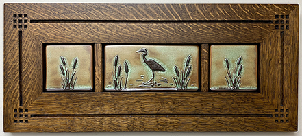 Acorns And Oak Leaves Framed Handmade Art Tile Triptych Display Click To Enlarge