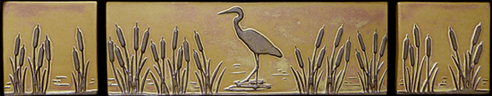 Heron in Cattails Landscape Tile