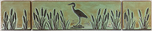 Heron in Cattails Landscape Tile Mural Set