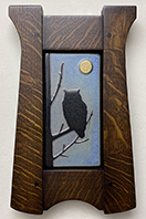 Framed Great Horned Owl With Moon Handmade Art Tile Click To Enlarge