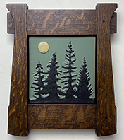 Pine Trees With Full Moon Framed Tile Click To Enlarge