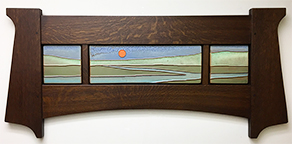 Landscape Stream Twilight Sky Framed Handmade Tile Display Click To Enlarge