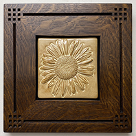 Framed Sunflower Handmade Art Tile Click To Enlarge