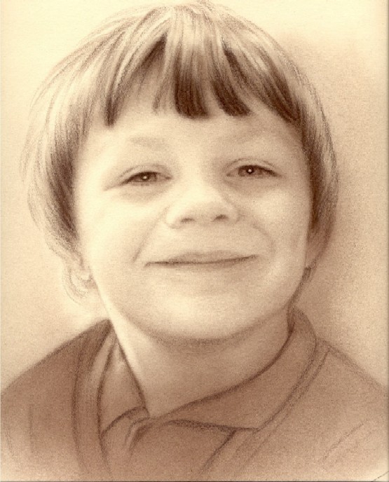 [Charcoal Drawing of Paul as a child:]