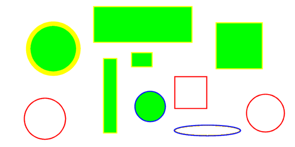 Various rectangles and ellipses shown