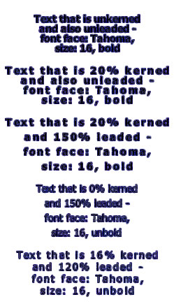 Text Examples for Leading and Kerning