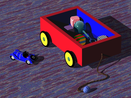 Toy wagon created solely with Bryce - imported toycar and string