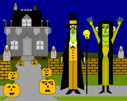 Halloween scene using a 25 color palette