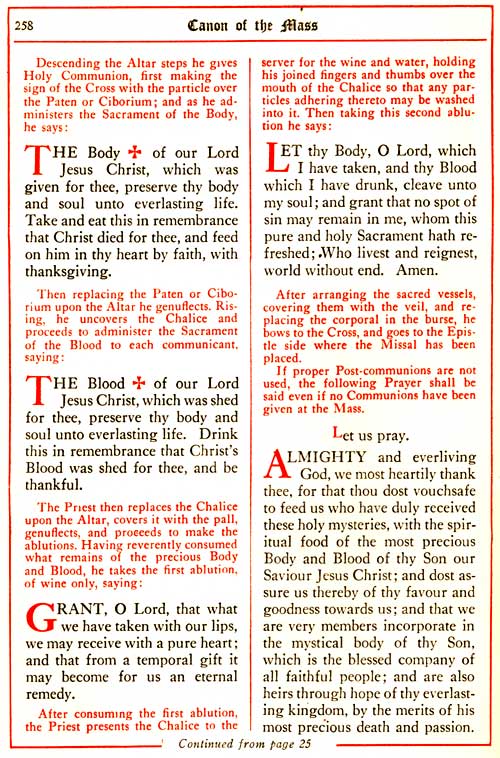 American Missal (Anglo-Catholic Anglican/Episcopal): Communion and Thanksgiving