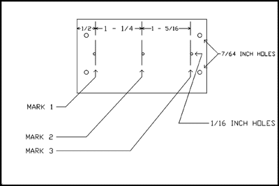 Drawing showing placement of marks and holes.