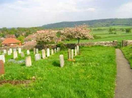 Phot of the churchyard looking over the
        North Downs