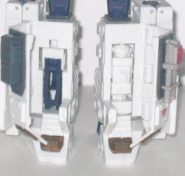 Close-up of leg weapon compartments