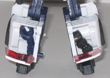 Close-up view of leg storage compartments (with attachments)
