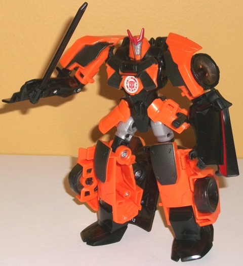 Orange and shop black transformer