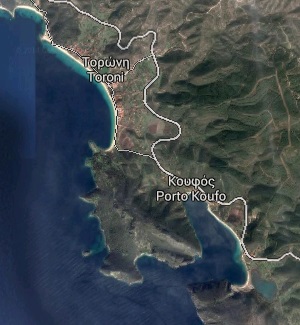 map of the Porto Koufo in Halkidiki