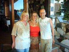 My friends at the Mouragio restaurant: Brigitte Sisi (locally known as Sura), Moniek and Methismennos.