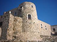 De toren van het Venetiaan kasteel in Naxos stad