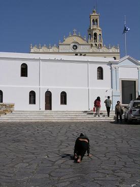 The Panagia Evangelistria Church on Tinos in Greece, de kerk in Tinos Stad in Griekenland